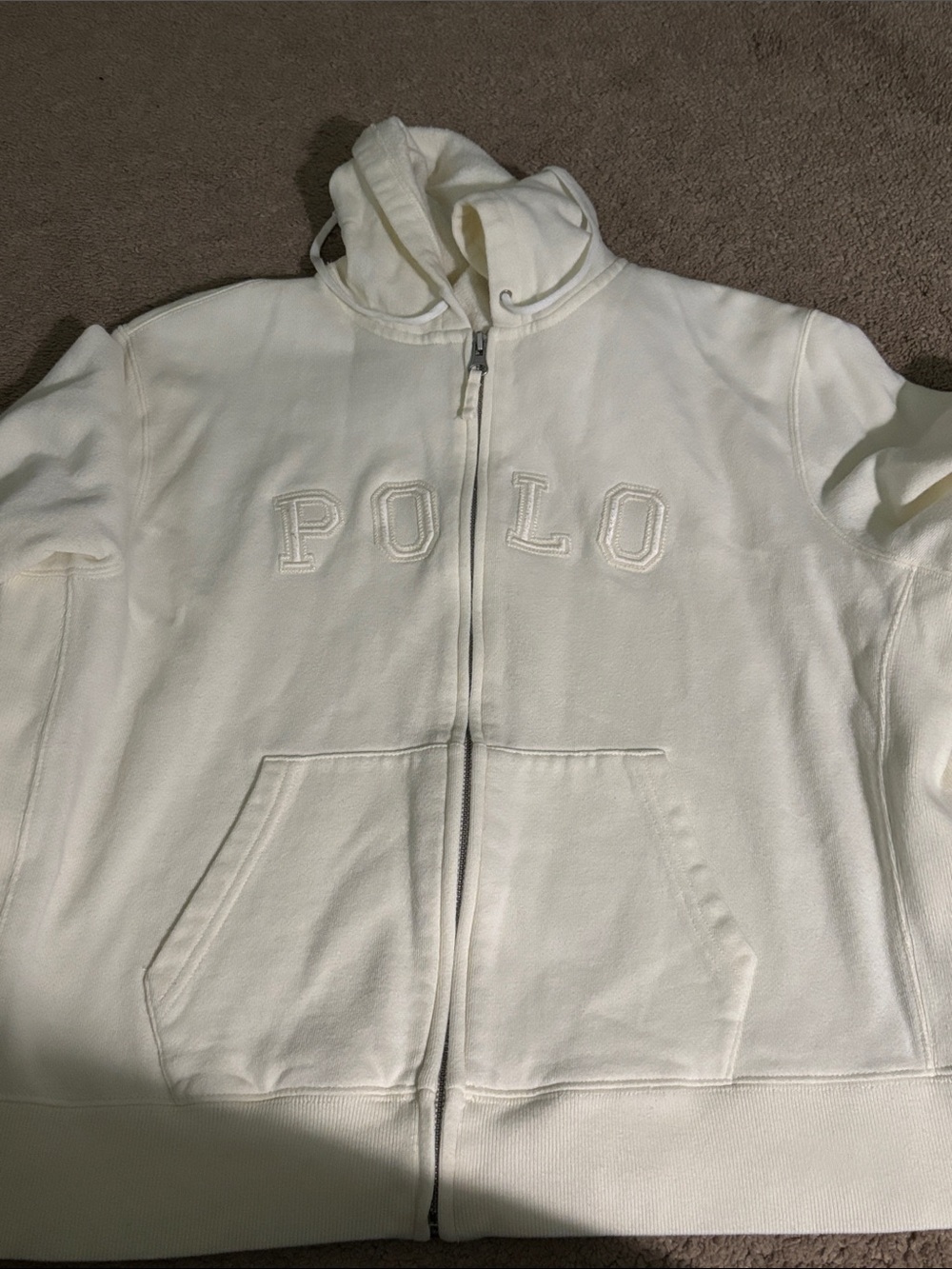 Polo by Ralph Lauren White Full-Zip Hooded Sweatshirt
